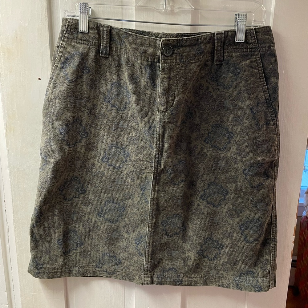 Eddie Bauer Corduroy Skirt with Blue Paisley Accents